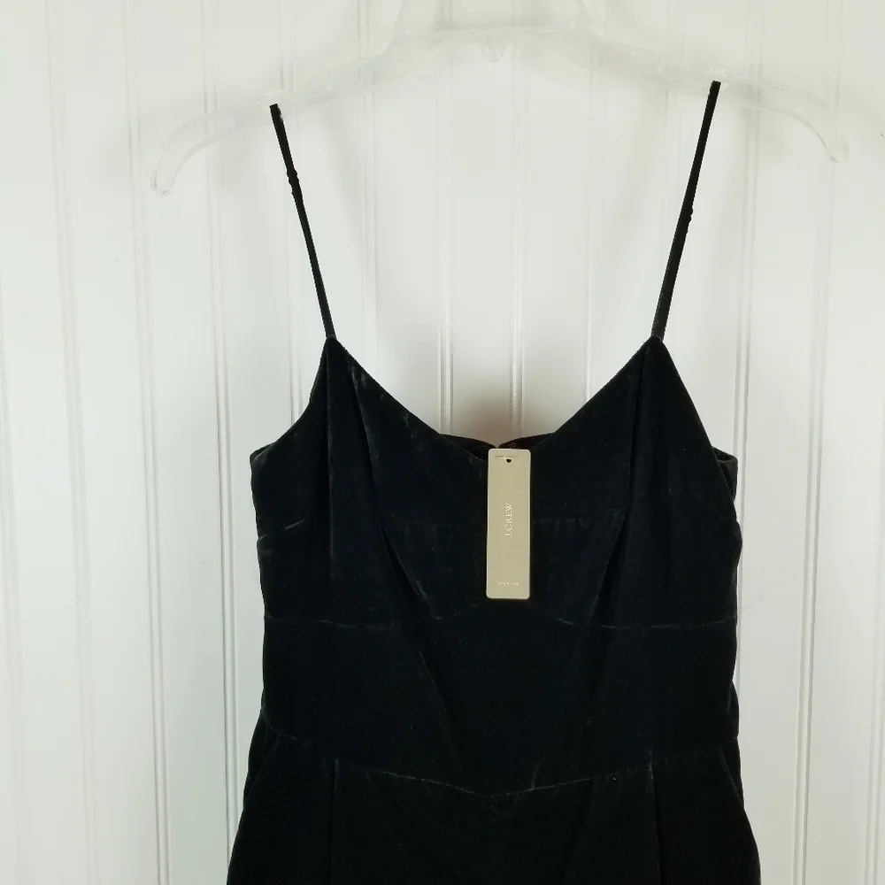 J Crew Velvet Wide Leg Crop Jumpsuit Size 0 Black Sleeveless Witchy Whimsigoth